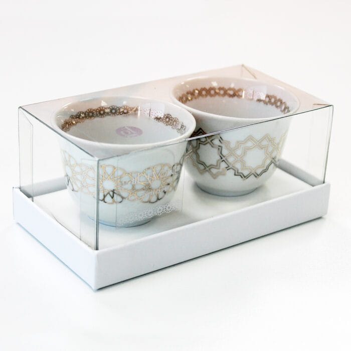 Coffee Cup Set of 2 Gold Pattern 1 2