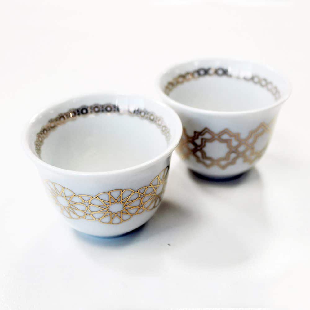 Coffee Cup Set of 4 Gold Pattern - GalleryONE