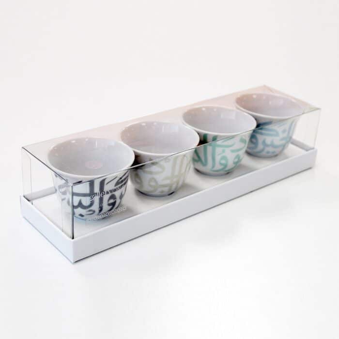 Coffee Cup Set of 4 Calligraphy