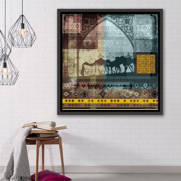 Middle Eastern Mosaic Camels Teal 1