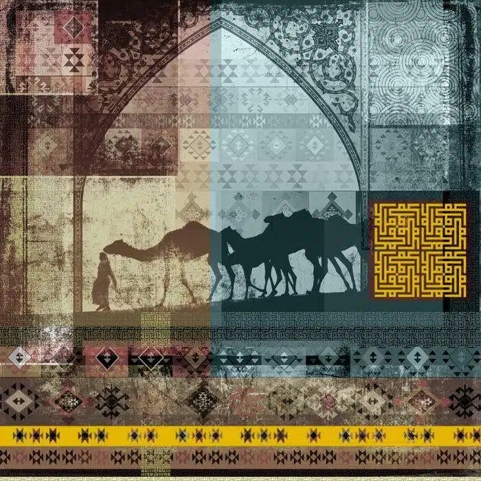 Middle Eastern Mosaic Camels Teal